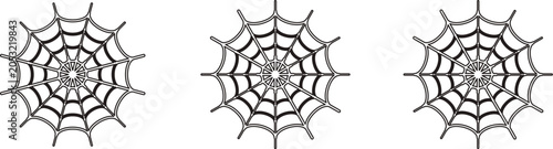 Black spider web designs on isolated for halloween with white background
