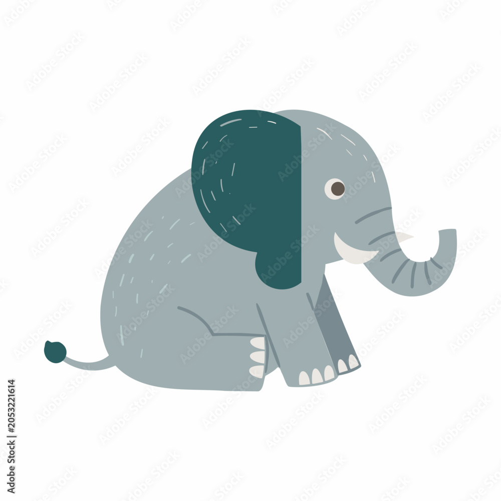Obraz premium Friendly Elephant Cartoon Illustration for Children's Decor