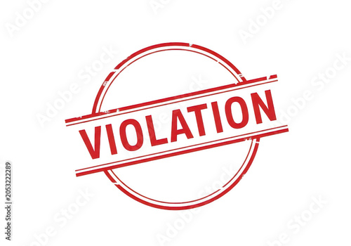 Red circular stamp indicating a violation with the word violation printed inside isolated on transparent background
