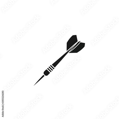 Black and white minimalist illustration of a dart on a white background, symbolizing focus and precision in games