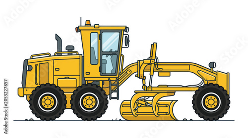 Obraz na płótnie Yellow Motor Grader Construction Vehicle Illustration