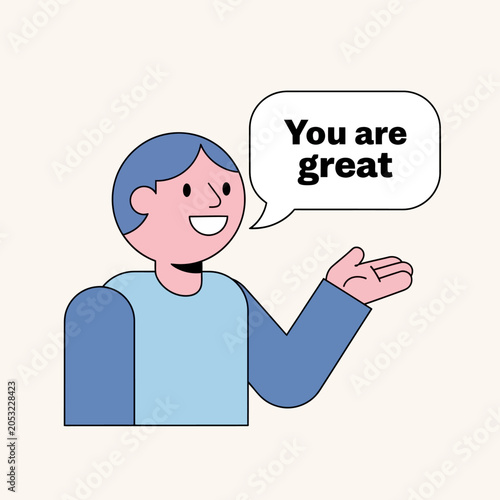 Man speaking positive words of encouragement and praise.