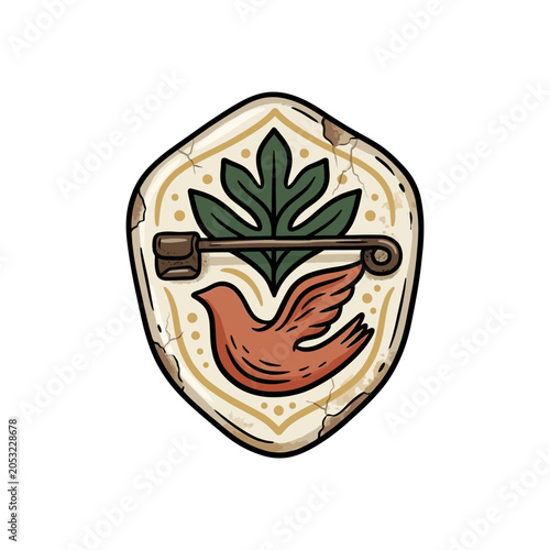 Foto Worn ceramic brooch illustration