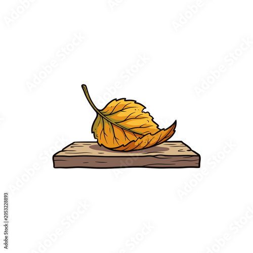 Cuadro en lienzo Yellow leaf on sill