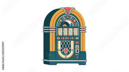 Vintage Jukebox Machine Closeup View.