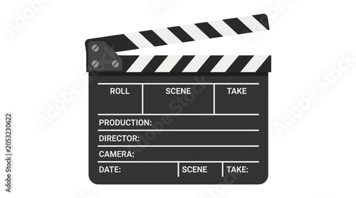 Black film clapper board closeup.