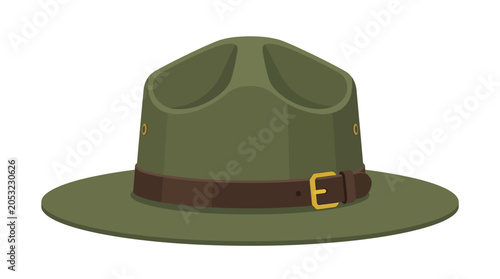 Obraz na plátně Green military style hat with belt.