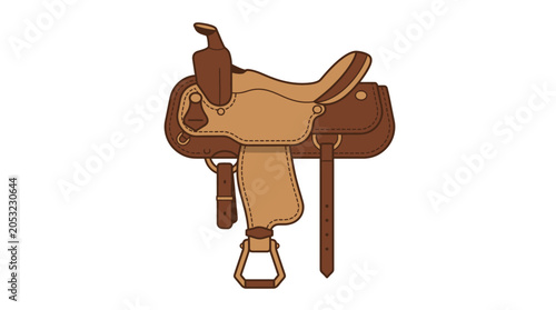 Tableau sur toile Brown leather western horse saddle.