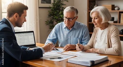 Senior Couple Meeting Financial Advisor for Retirement Planning