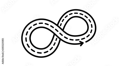 Obraz na płótnie Infinite loop road symbol, endless journey, continuous cycle, forward motion