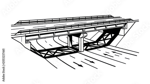 Foto Modern Highway Overpass Illustration - Traffic Flow and Infrastructure