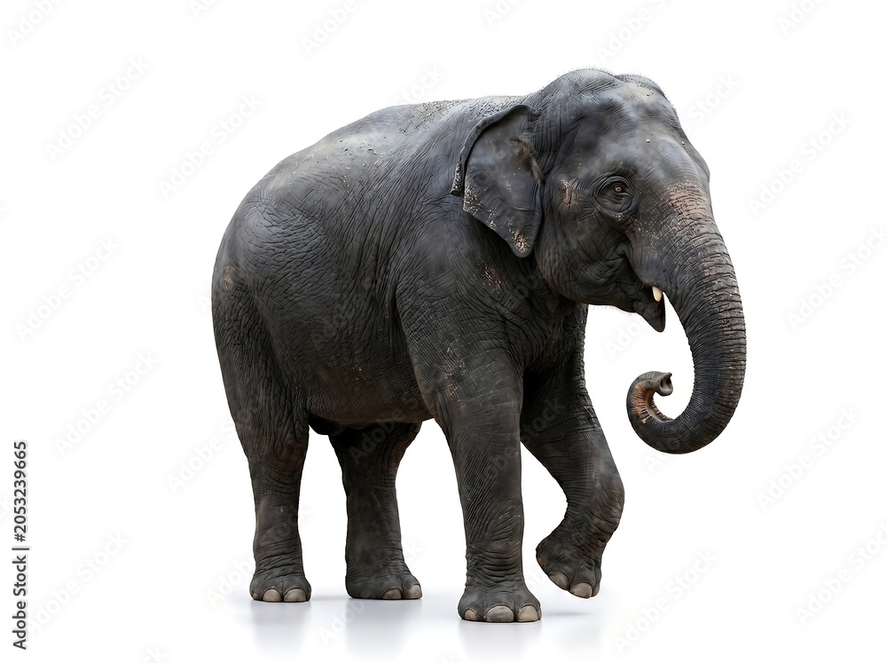 Fototapeta premium Asian Elephant Full Body Isolated on White Background