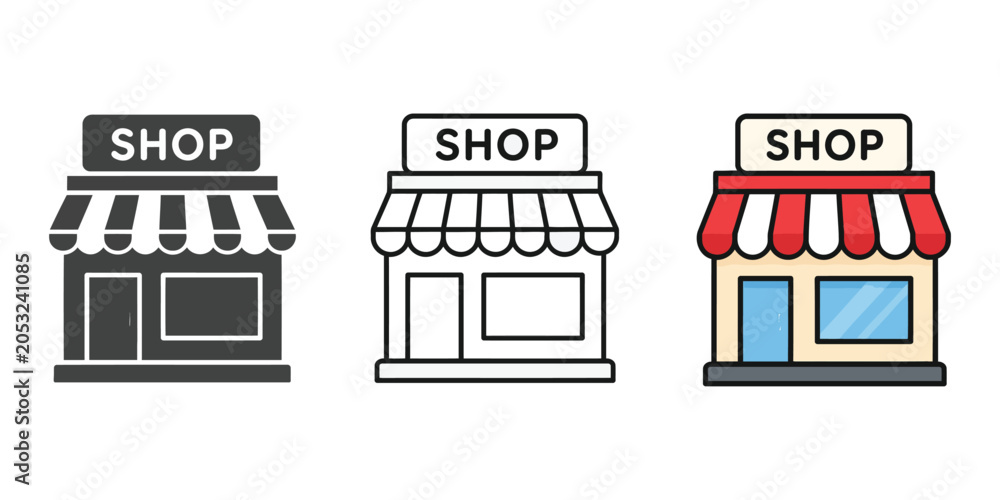 Naklejka premium Shop Store Building Icons