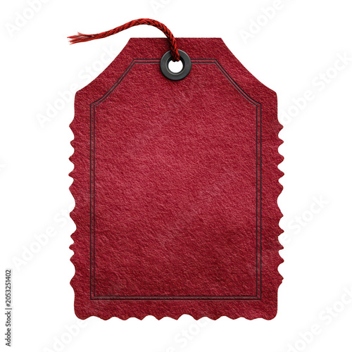 Obraz na płótnie Red Felt Tag with String and Stitching