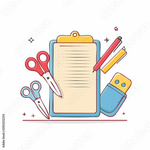 School and Office Supplies Illustration