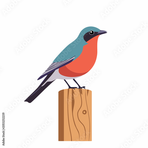 Stylized Bird Perched on Wooden Post
