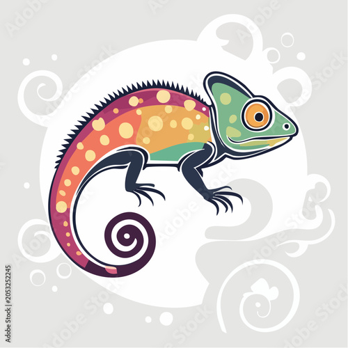 Stylized Chameleon Illustration