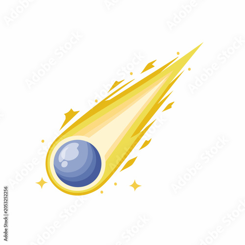 Stylized illustration of a comet with a bright yellow tail
