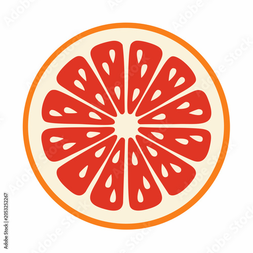 Stylized illustration of a grapefruit slice
