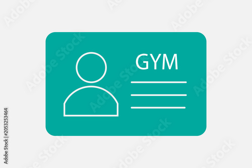 The image features a minimalist icon of an identification card set against a plain, light grey background. The card is designed as a solid teal rectangle with rounded corners