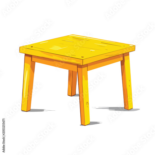 A Simple Hand Drawn Illustration of a Wooden Yellow Table.