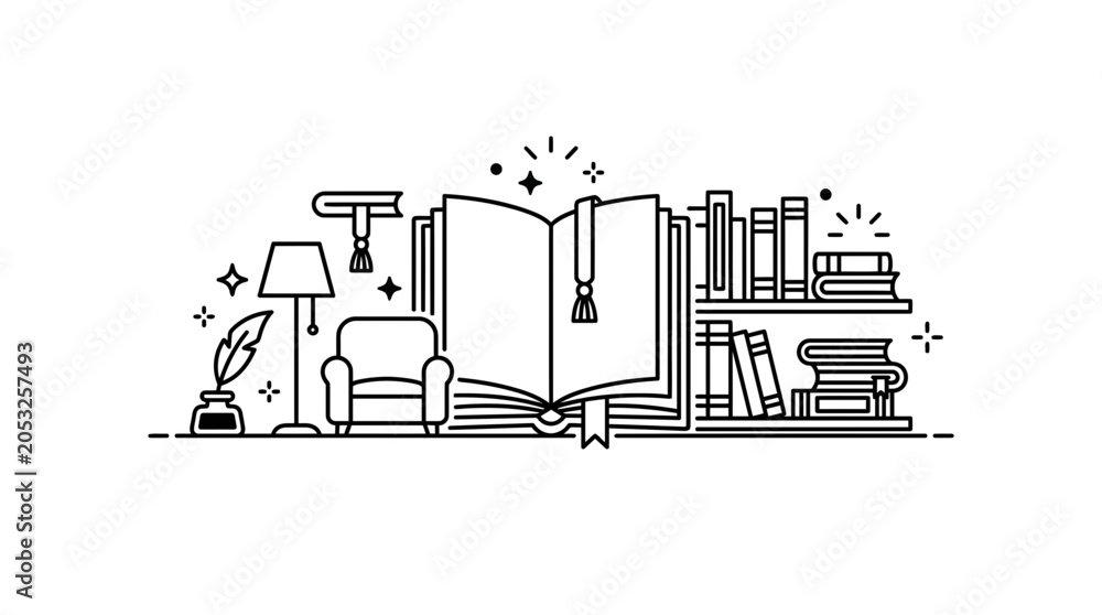 Fototapeta premium Cozy Reading Nook Illustration