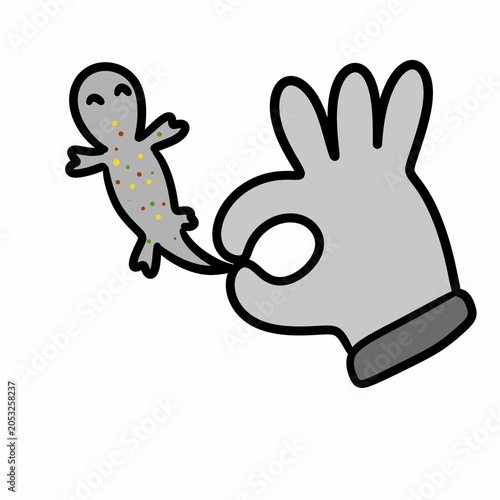 hand drawn cartoon of cute baby lizard