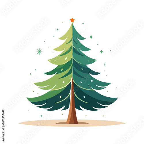 Stylized Christmas Tree with Star and Sparkles