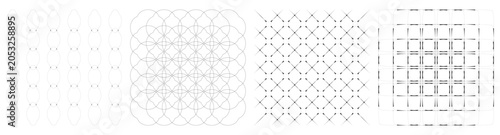 Cuadro en lienzo Japanese style modern geometric pattern set with four types of minimalist line a