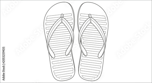 Tableau sur toile Flip flops line drawing on a white background a minimalist footwear illustration