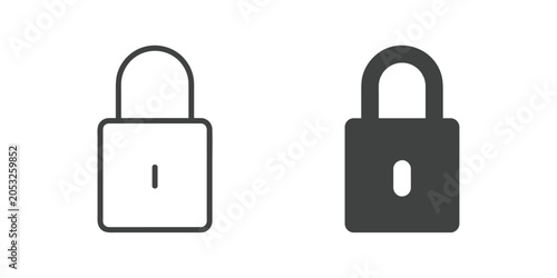 Canvas Print Locked Padlock icon. Line and glyph solid icon