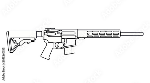 Tableau sur toile Modern Assault Rifle Outline Vector Illustration
