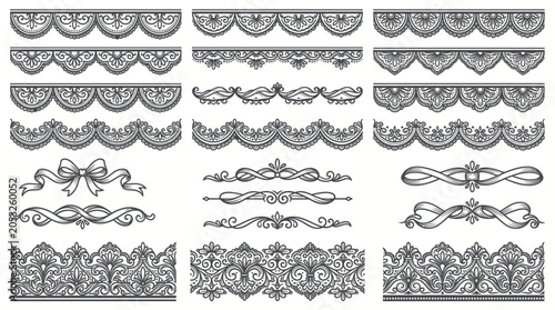 Ornate Lace Borders and Ribbons - Decorative Vintage Design Elements