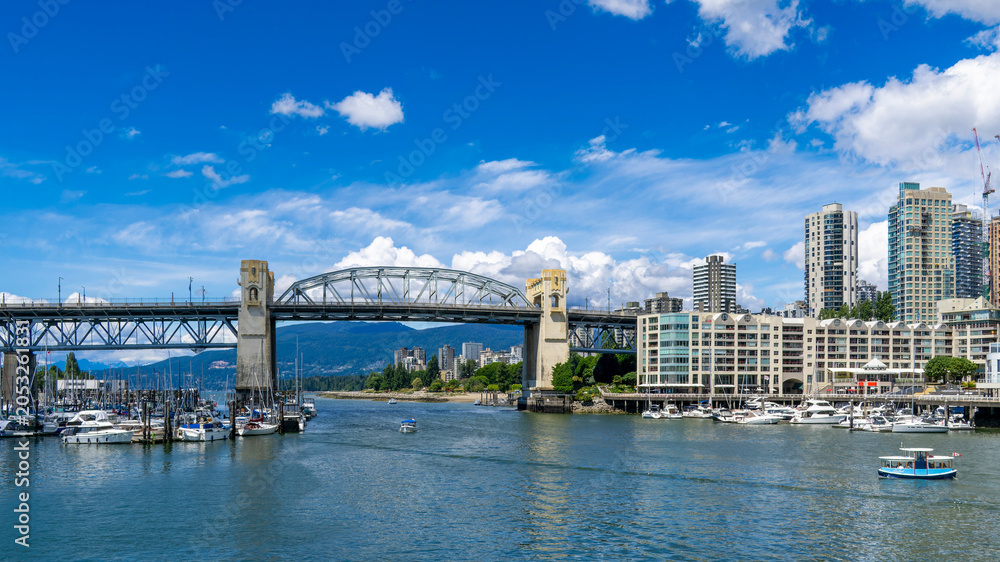 Fototapeta premium Summer journey through False Creek and Vancouver waterfront, British Columbia, Canada