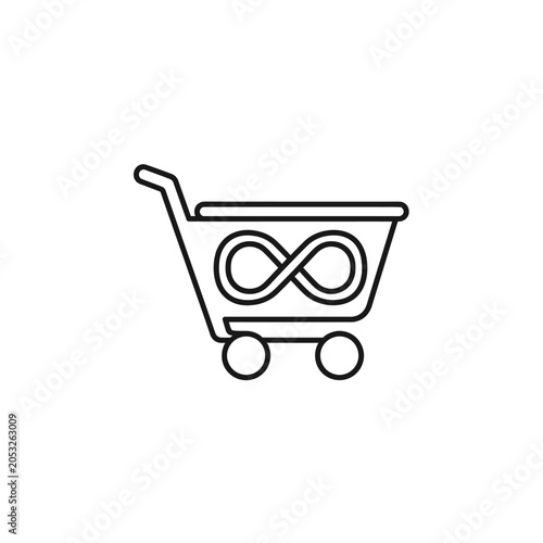 Buy It for Life Icon Vector with Minimalist Shopping Cart and Infinity Symbol