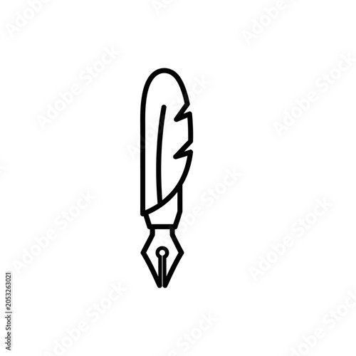 Calligraphy Pen Icon in Minimalist Monoline Vector Art for Writing