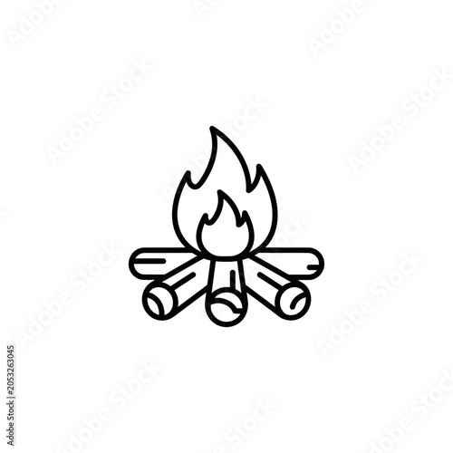 Campfire Icon Minimalist Monoline Vector Art for Outdoor Adventure Design