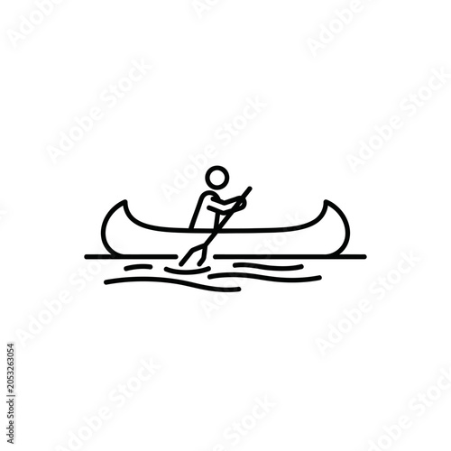 Canoeing Icon on Calm Water Depicting Water Recreation in Nature