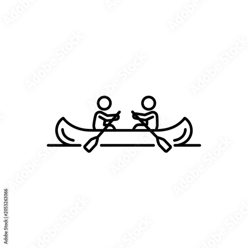 Canoeing Icon Minimalist Monoline Vector Art for Outdoor Recreation and Adventure