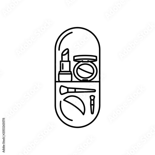 Minimalist Makeup Collection Icon Inside Capsule Design Concept