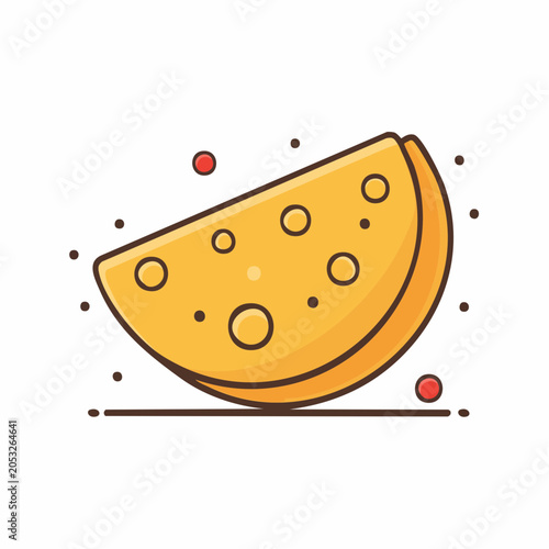 Stylized wedge of Swiss cheese with holes