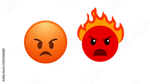 Cuadro en lienzo Angry emoji illustration isolated on transparent background, expressive mad face icon for reactions, social media, messaging apps, stickers and creative design projects