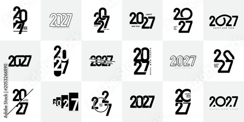 Fotografie Big Set of 2027 number design template