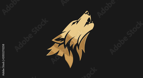 Foto stylized graphic of a howling wolf in shades of brown on a black background