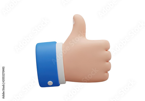 3d icon of 3d cartoon hand giving a thumbs up gesture isolated on transparent background