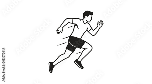 Obraz na plátně Athletic man sprinting fast in minimalist line art style.