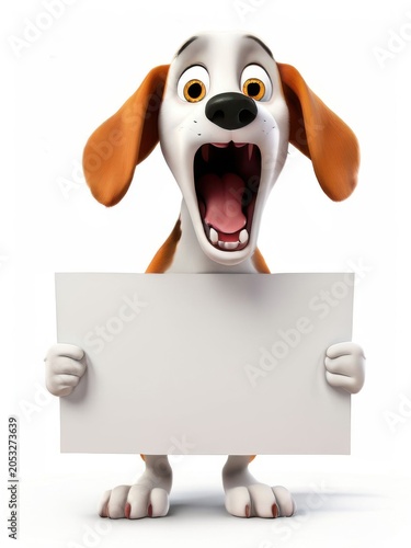 an AI Image Generator, Surprised Cartoon Dog Holding Blank Sign