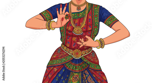 Traditional Indian Classical Dance Costume Woman.