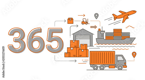 365 days logistics and global shipping service concept.