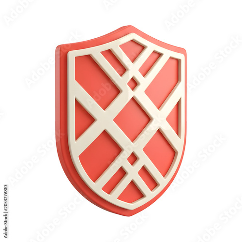 3D red and cream shield icon